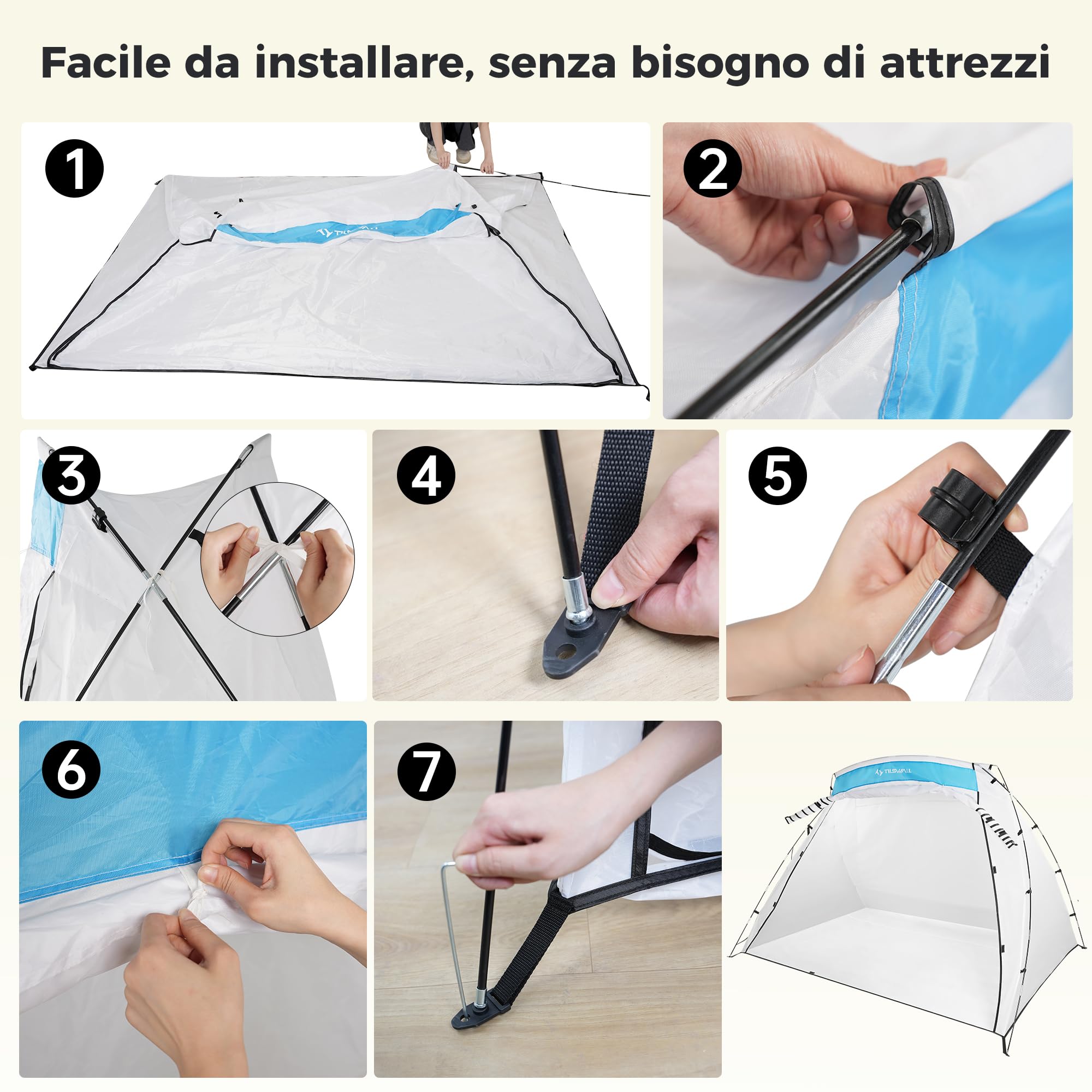 Cabina di Verniciatura Tilswall 8.86 x 5.91 x 5.58 ft, Tenda Spray Portatile Grande con Pavimento Integrato, Ganci Antivento & Picchetti per Progetti Fai-Da-Te, Verniciatura Mobili e Rivestimento
