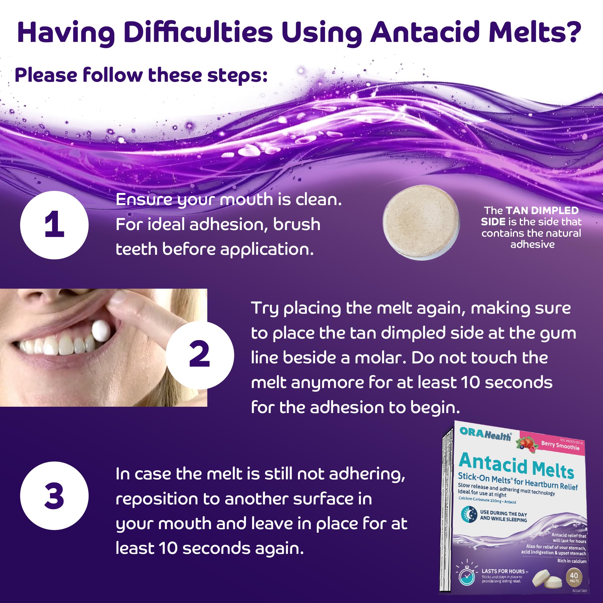 Orahealth Stick-On Antacid Melts for Heartburn & Acid Reflux Relief 40Count — Amazon image 8