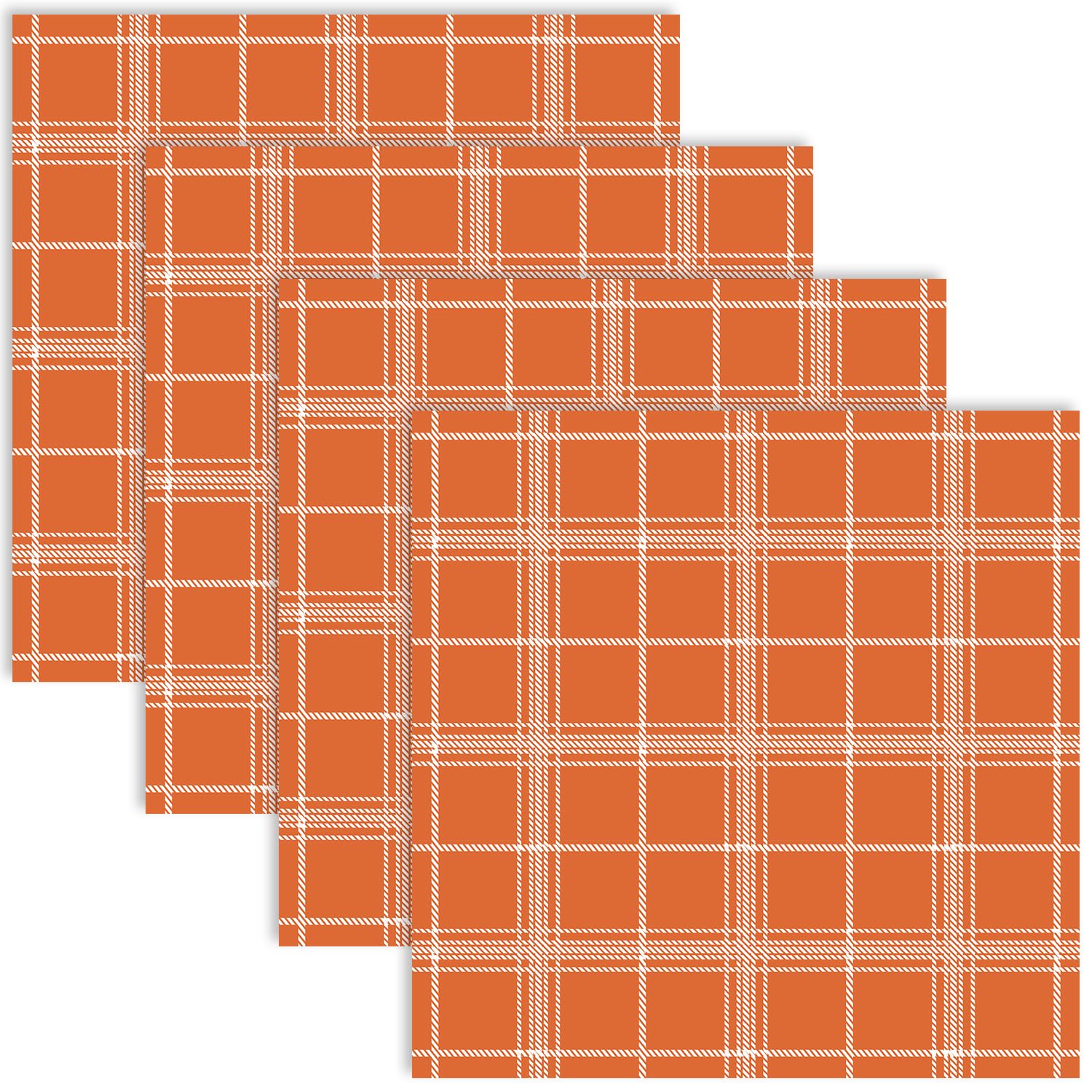 ​Quera 50 Pack Fall Buffalo Plaid Paper Napkins Orange Autumn Cocktail Napkins Tartan Check Scottish Square Disposable Bar Napkins for Thanksgiving Party, Baby Shower, Celebration Party