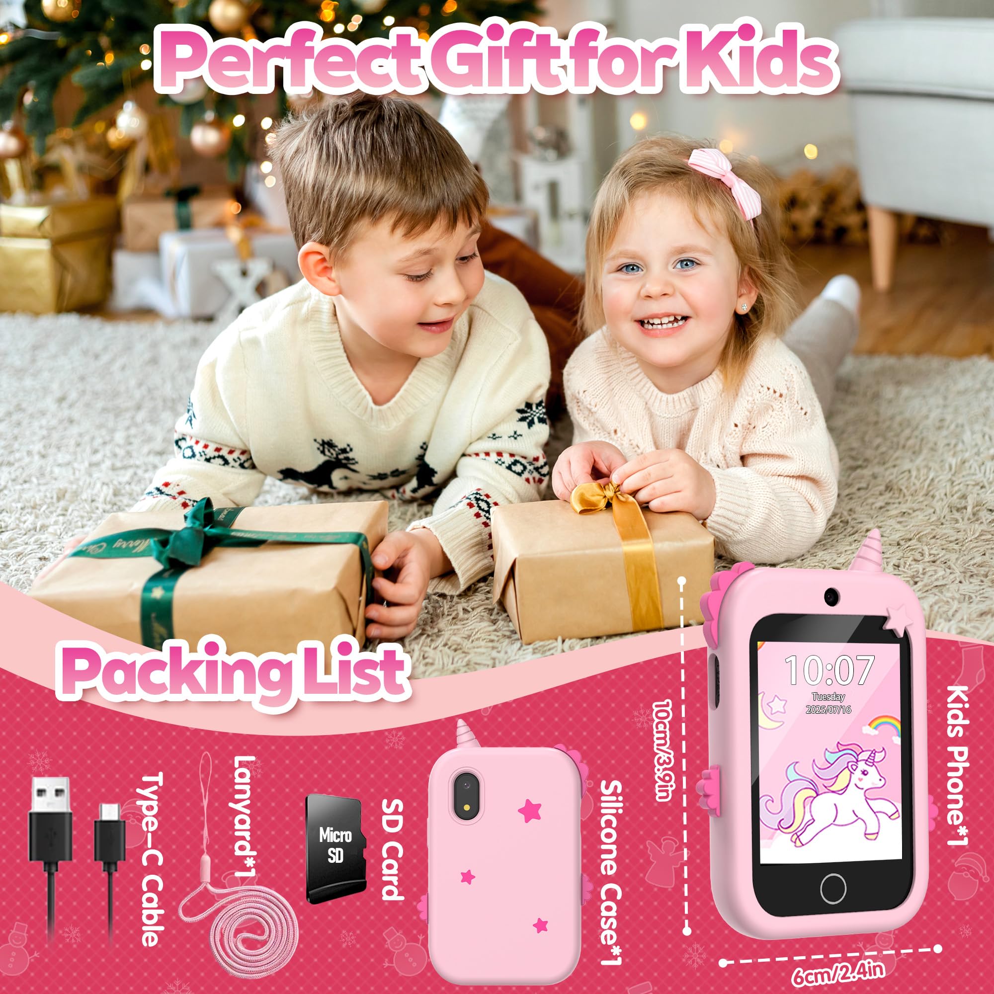 4G Telefono per Bambini GPS Videochiamata Chiamate Contapassi Fotocamera | Telefono Giocattolo per Bambini Modalità Scuola Sveglia, Touchscreen Cellulare per Bambino per Ragazzo e Ragazza Regalo