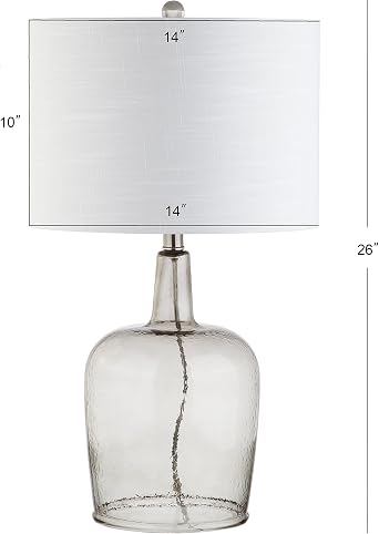 JONATHAN Y Augustine Glass Bedside Nightstand Table Lamp 26, Smoked Gray