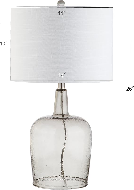 JONATHAN Y Augustine Glass Bedside Nightstand Table Lamp 26, Smoked Gray