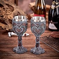 Vista 3 de Cáliz de Dragón Dragón Negro Cáliz de Vino con Forma de Corazón de Dragón, Regalo de Dungeons and Dragons, paquete de 2.