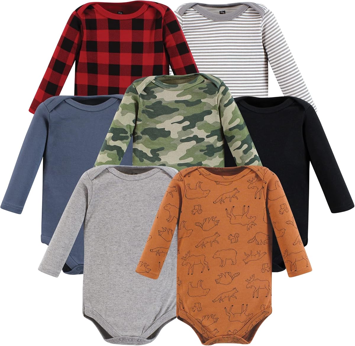 Hudson Baby Body de manga larga de algodón para bebés, paquete de 7