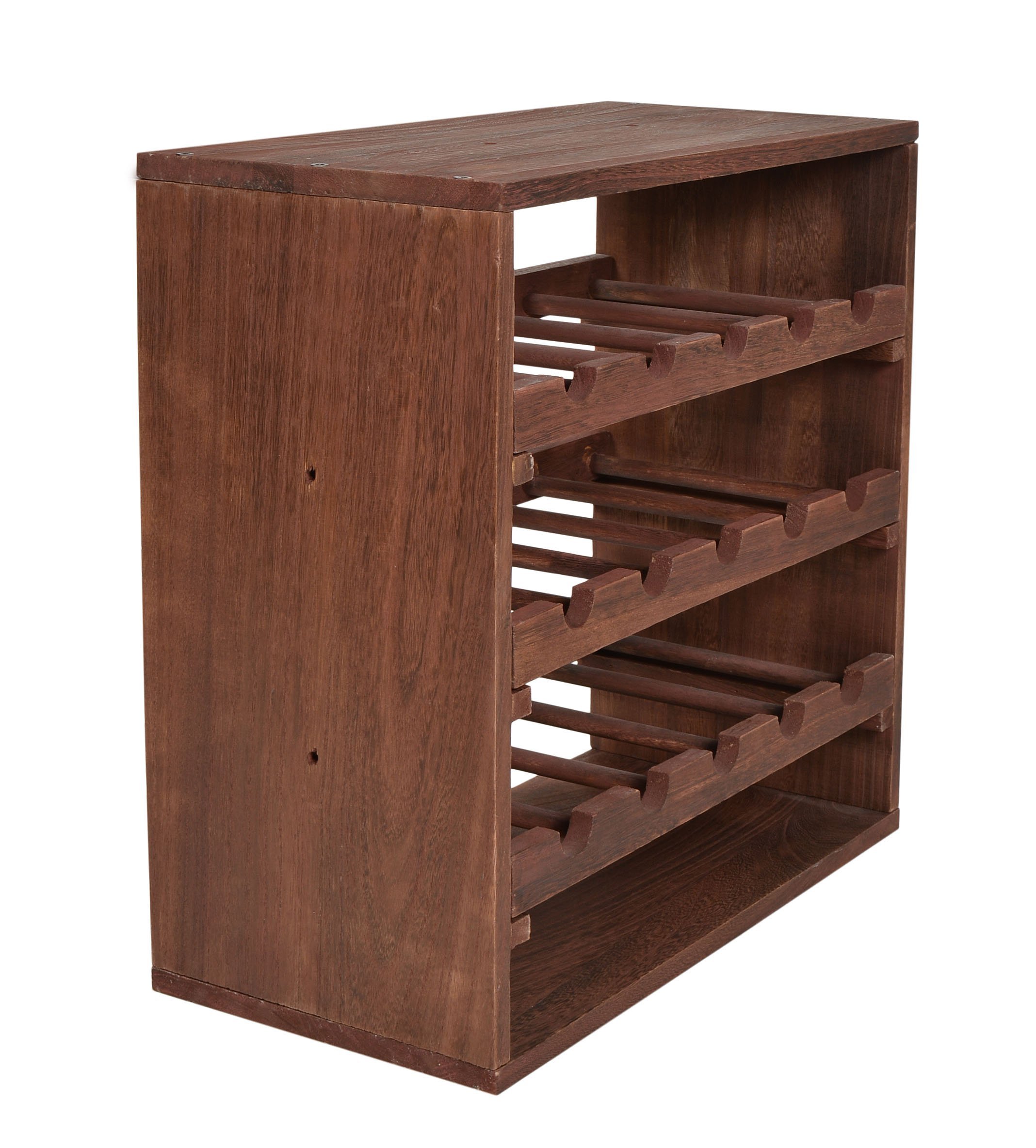 scaffalatura cubica per bottiglie di vino, impilabile, colore: marrone scuro, Legno, Dunkelbraun, Weinregal 3er