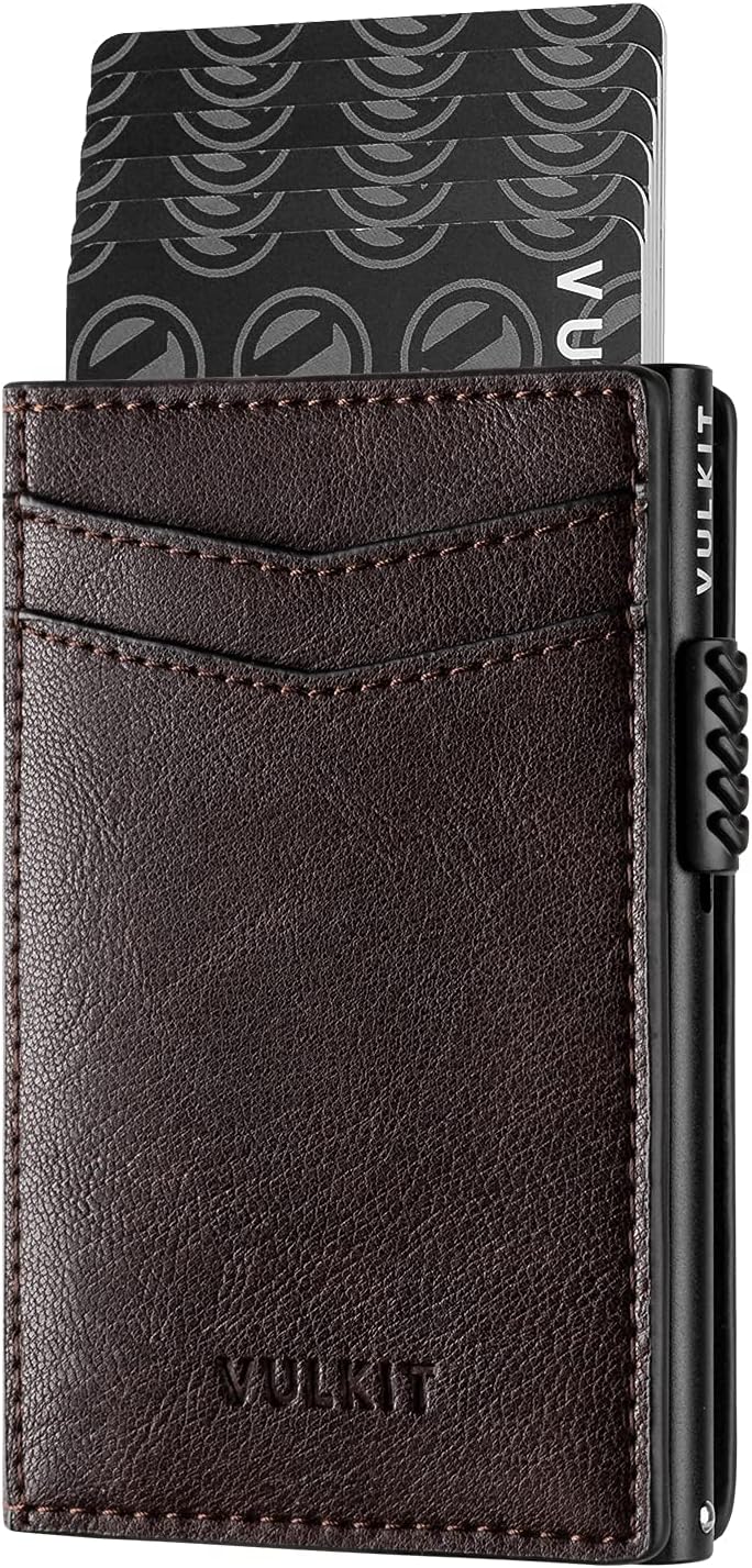 Men's Slim Wallets Pop Up Card Holder RFID Blocking Metal Wallet Minimalist Design Holds Up to 11 Cards