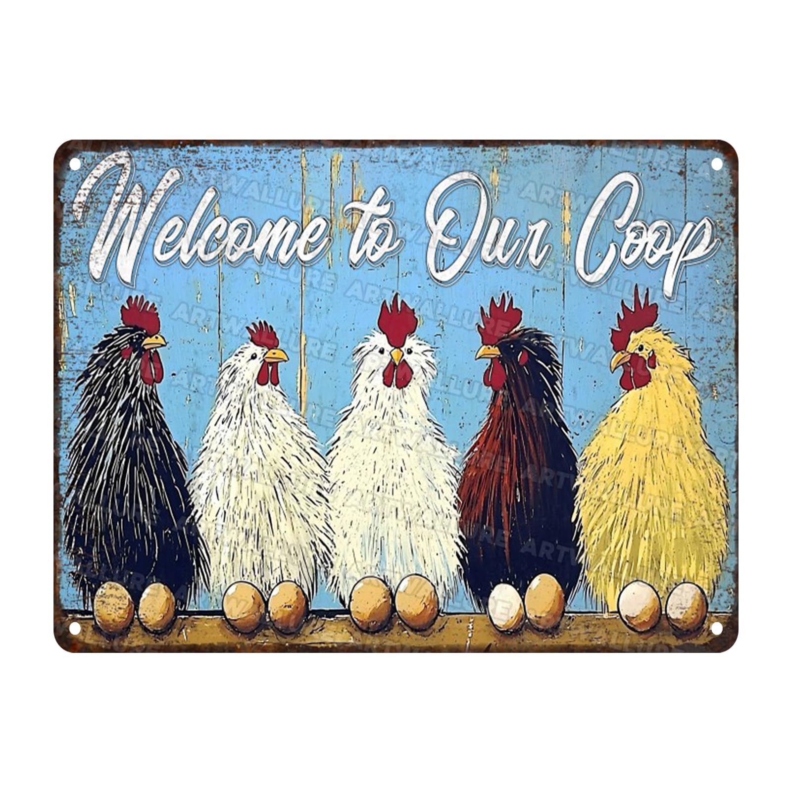 Chicken Vintage Sign Welcome to Our Coop Metal Tin Sign for Chicken Coop Sign Indoor Outdoor Chicken Decor on Coop 12x16inch