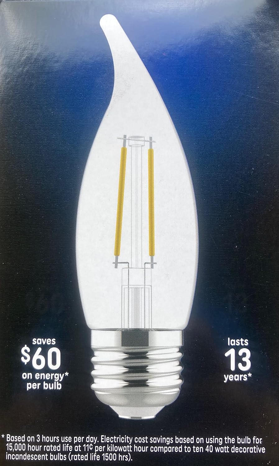 GE (Pack of 6 93107093 Chandelier LED Bulbs, 3.5 watts (40 watt Replacement), Medium Base, dimmable, Clear Decorative LED Light Bulbs