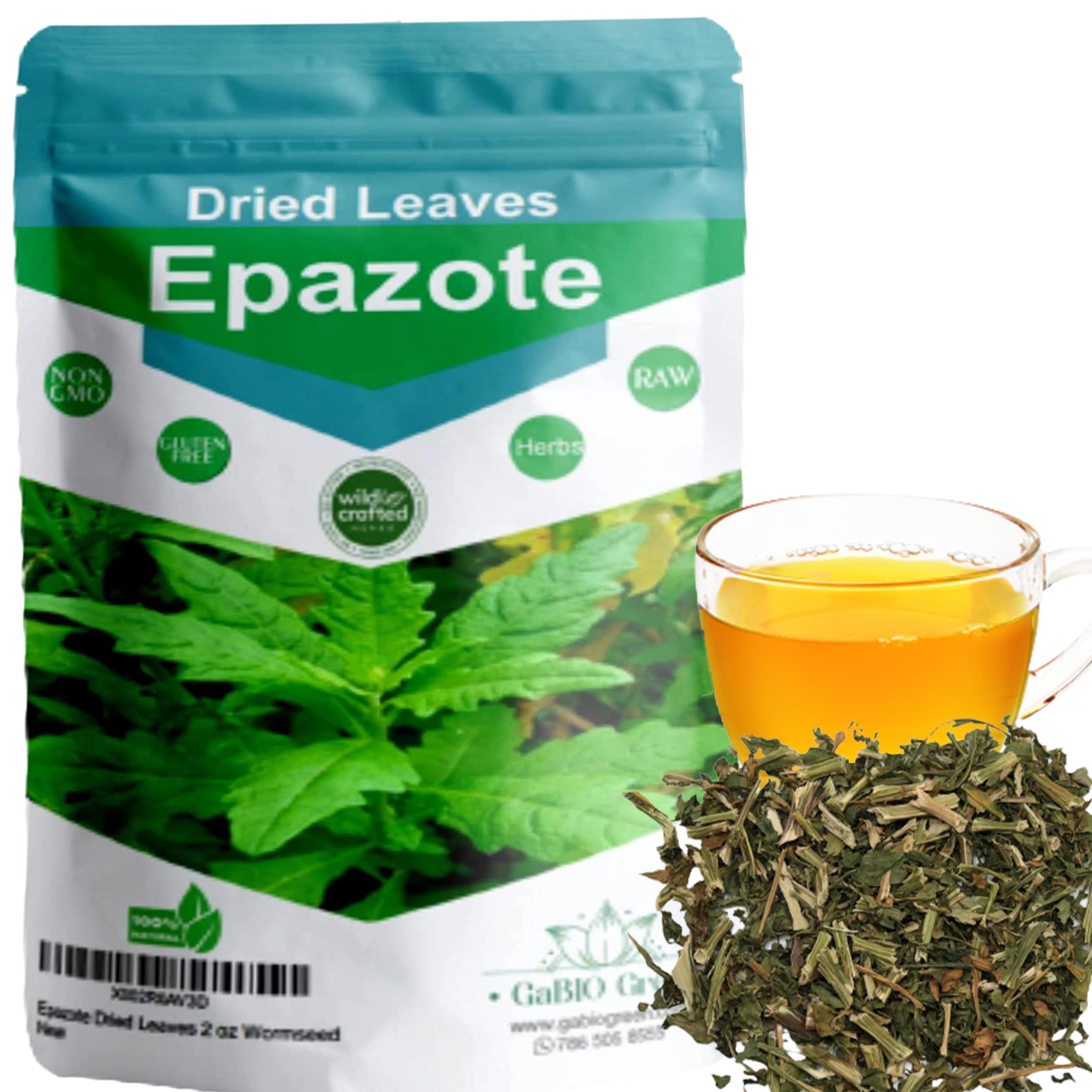 Gabio Green- Premium Epazote Dried cut Herbs 2oz Natural spice, WIldcrafted Mexican oregano seasoning, 100 % Natural, Epazote spice, Resealable bag, Product From Mexico, Packaged in the USA, NOn GMO, Gluten free. (2 oz)