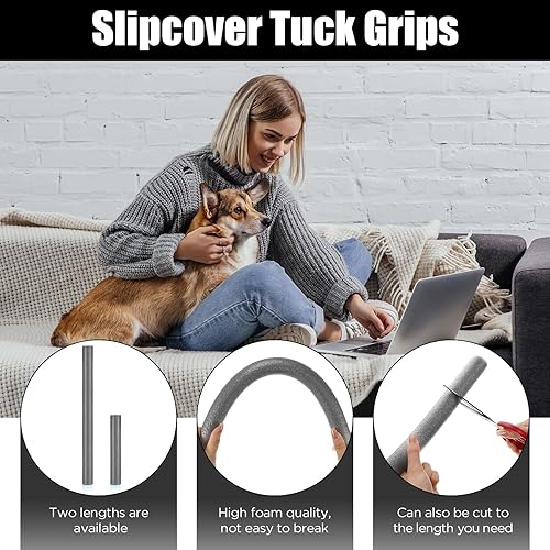 Miniatura 3 de LEIFIDE 10 fundas de sofá en dos tamaños, 15.7 pulgadas y 7.9 pulgadas más gruesas, elásticas, antideslizantes, se mantienen para sofá, agarres