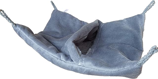 NA PAWSINSIDE Ferret Hammocks Small Animals Soft Plush Cage Sleeping Sack Warm Hanging Bed for Rats Chinchillas Sugar Gliders Guinea Pigs Squirrel (Medium, Grey)