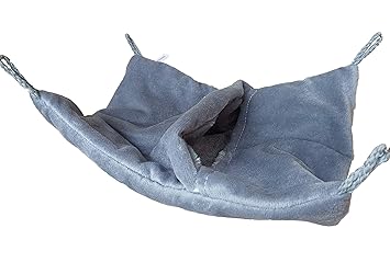 PAWSINSIDE Small Animals Hanging Nap Sack Ferrets Hammock, Cage Hammocks Hanging Beds for Ferrets, Sugar Gliders, Rats and Squirrel (M, Grey)