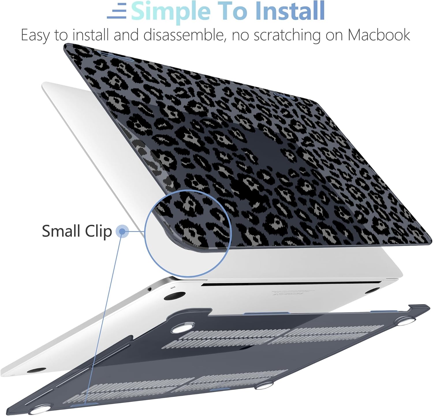 MEEgoodo for MacBook Pro 13 inch Case 2022 2021 2020 A2338 M2/M1 A2251 A2289 with Touch ID,Clear Laptop Hard Shell Cases with Keyboard Webcam Cover&Trackpad Film & Type C Adapter, Snow Leopard Texture - Image 4