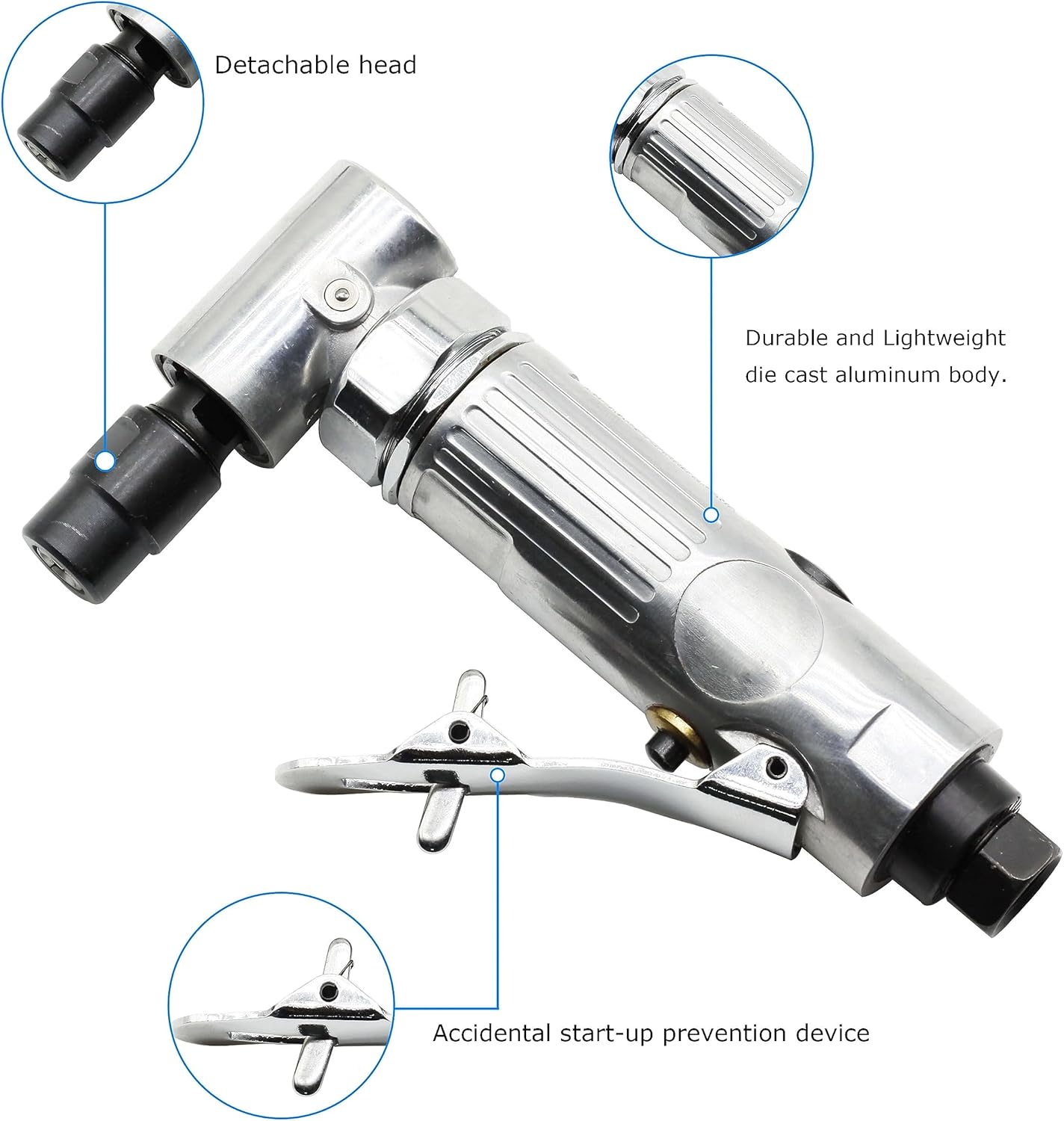 1/4 Inch Air Die Grinder – Lightweight Pneumatic Angle Grinder Tool for Metal, Deburring, Polishing, Grinding, with Safety Trigger