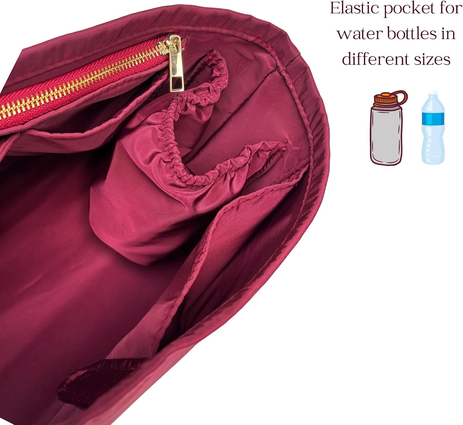 Organizer for Le Pliage Tote Bag, Handbag, Original/Green/XL/L/M/S/Xtra/Energy, Waterproof Nylon Insert with Zipper Pocket (Tote L, Burgundy) image 5