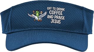 Off to Drink Coffee and Praise Funny Christian Frog Graphic Sport Sun Visor