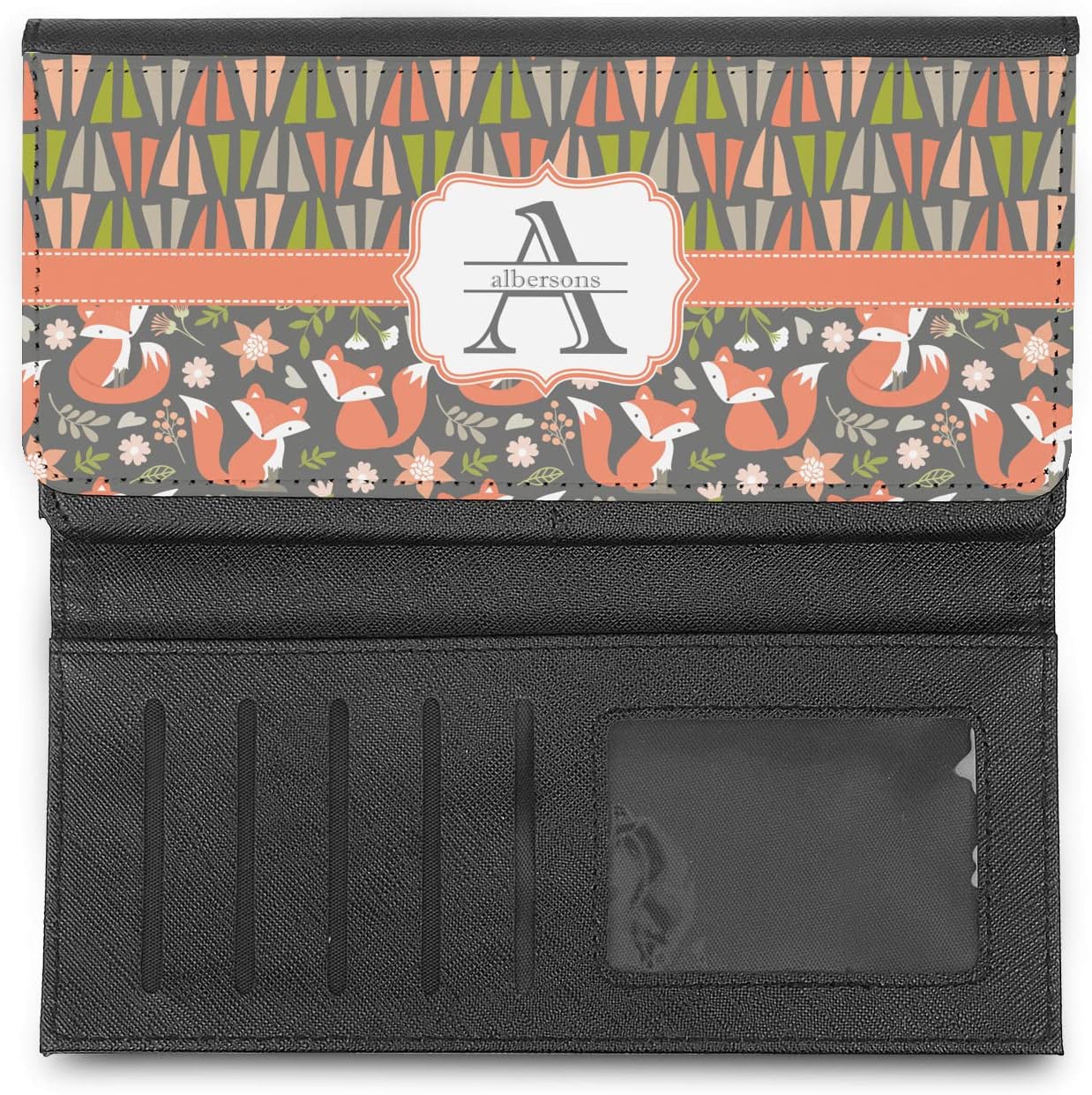 Personalized Fox Trail Floral Leatherette Ladies Wallet