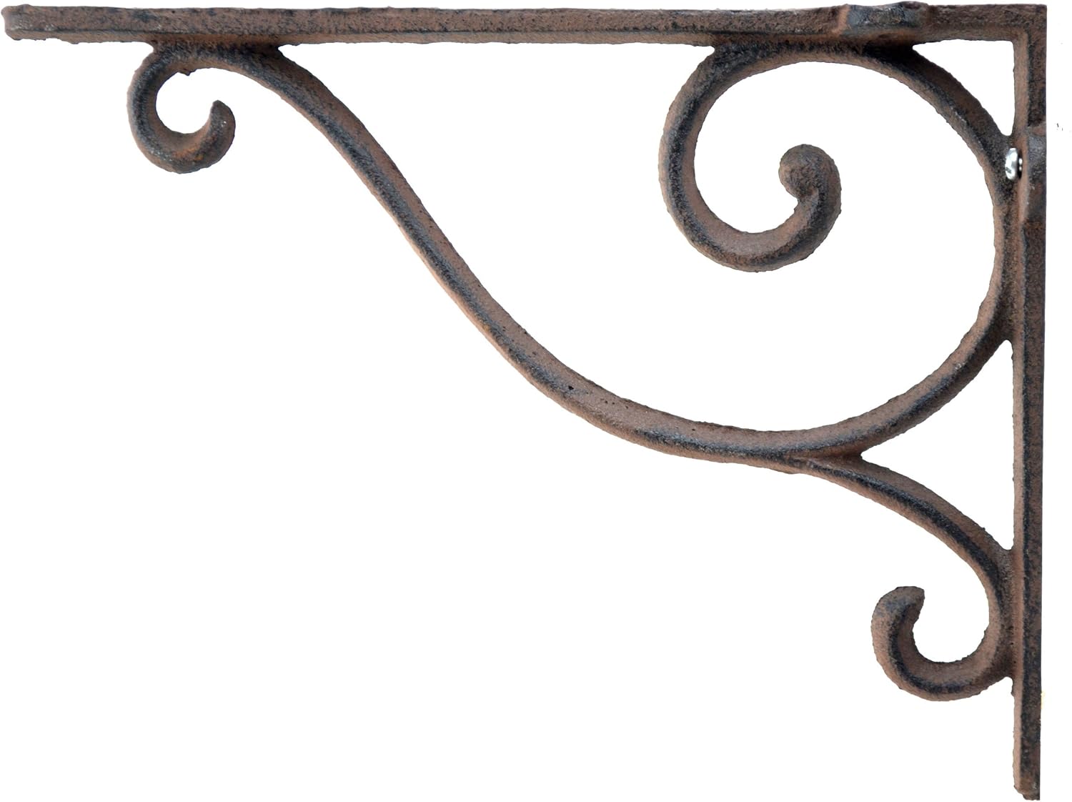 Decorative Wall Shelf Bracket Simple Vine Rust Brown Cast Iron Brace 9" Deep