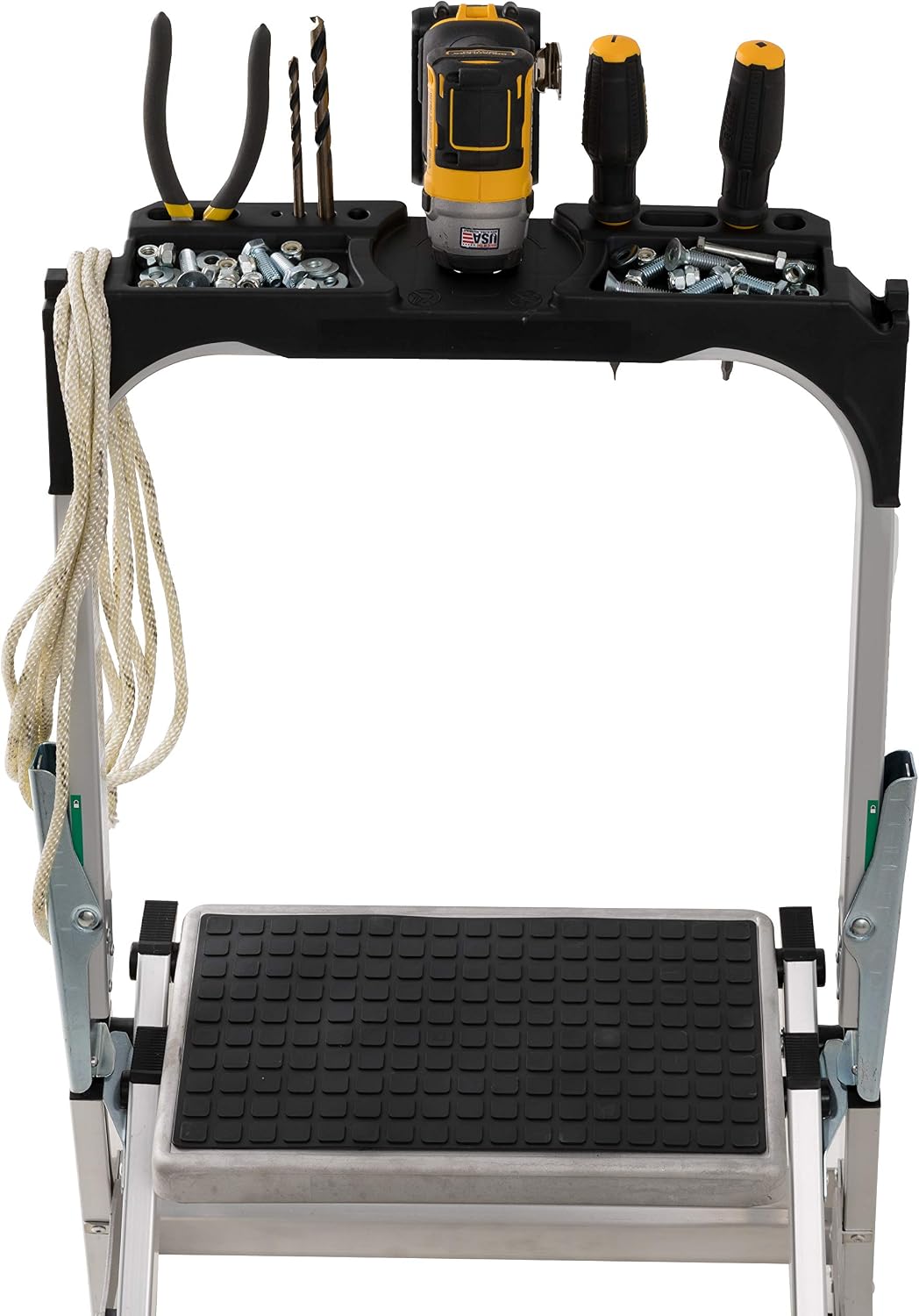 Best Cyber Deals 🔥 Louisville ladder 2-Foot Step Stool, 300-Pound Capacity L-2011-02 Stocking stepstool, 2-feet, Silver