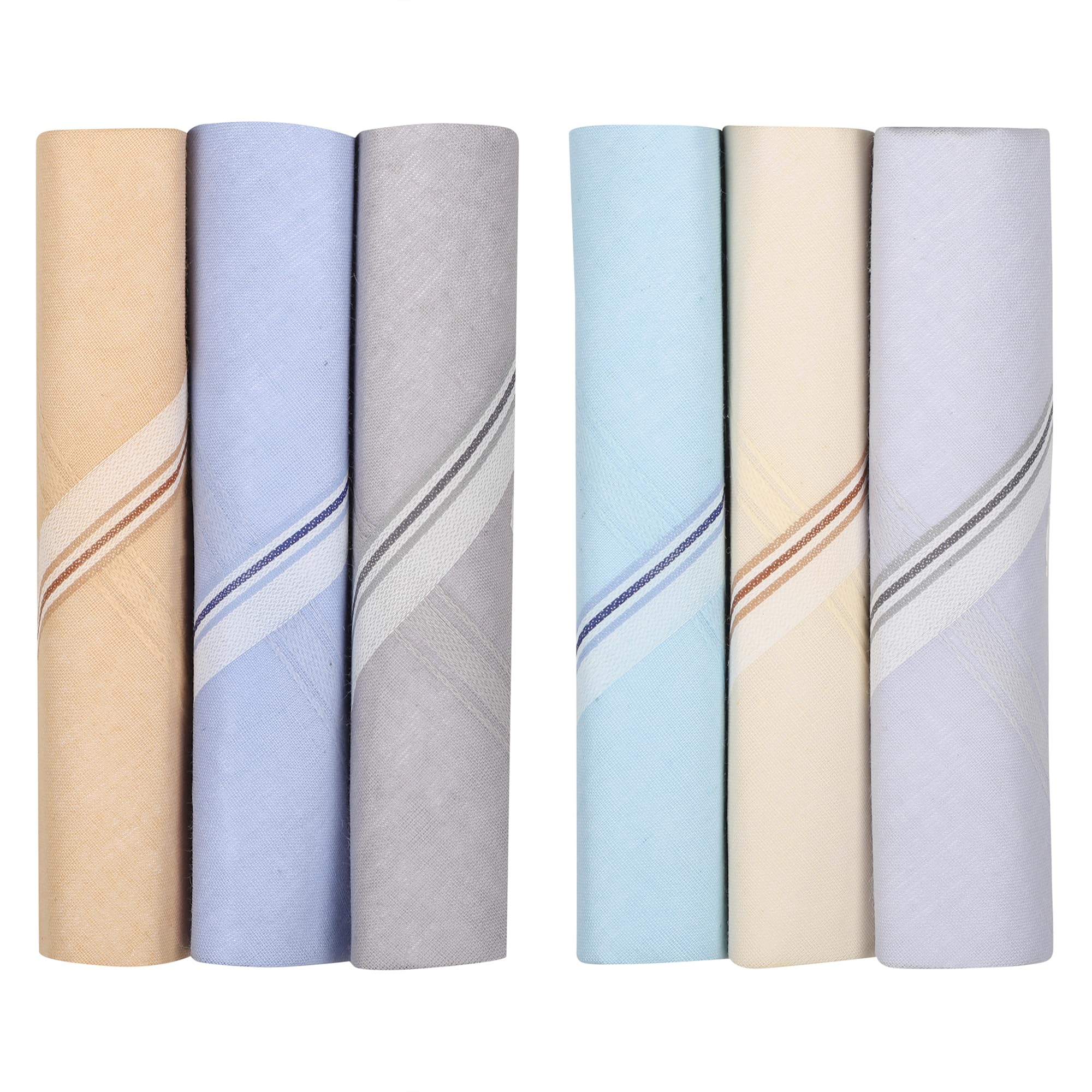 wyse Men's Woven Cotton Hankies | Soft Fabric | Edge Stitch | Moisture Absorbent | Light Colours-picture-31