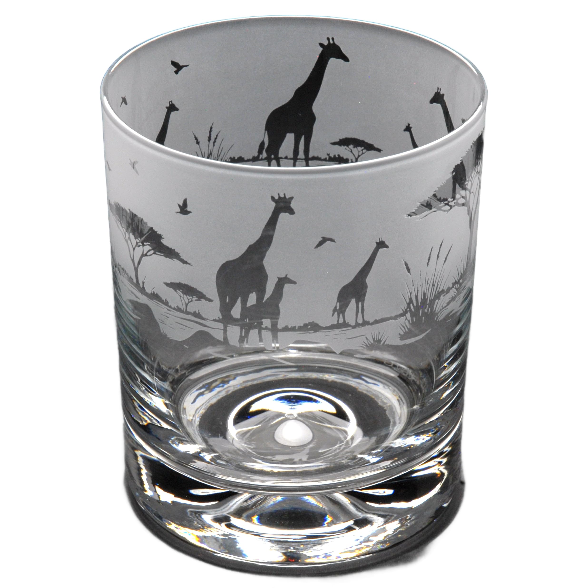 GLYPTIC Glass Art Giraffe Hand Etched/Engraved Whiskey Tumbler Glass