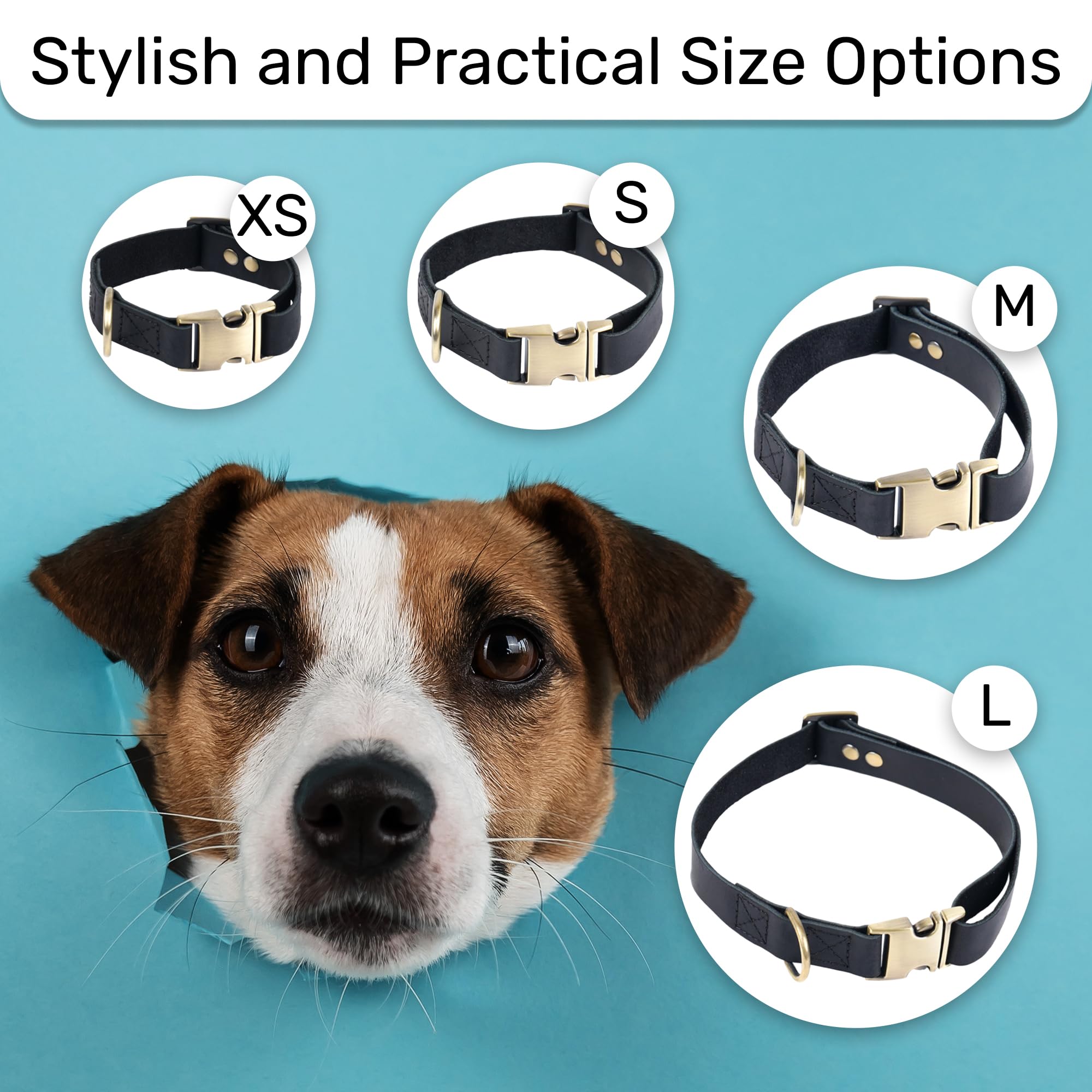 HIFA Collar de piel auténtica para perro, suave al tacto, estilo retro vintage, fácil ajuste, hebilla de liberación rápida duradera, collar para perros y gatos, collar de cuero para gatos