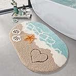 LUMI Soft and Absorbent Beach Bathroom Rug, Non-Slip Backing, Ideal for Bathroom, Kitchen and Entryway Decor, Sea Beach Starfish Shell Bath Decor, Azure Bay, 22