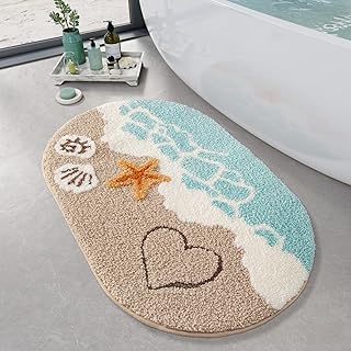 LUMI Soft and Absorbent Beach Bathroom Rug, Non-Slip Backing, Ideal for ...