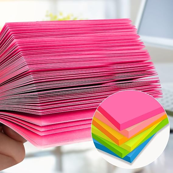 (12 Pads) Large Sticky Notes 76 x 127 mm (3x5 inch), Recyclable