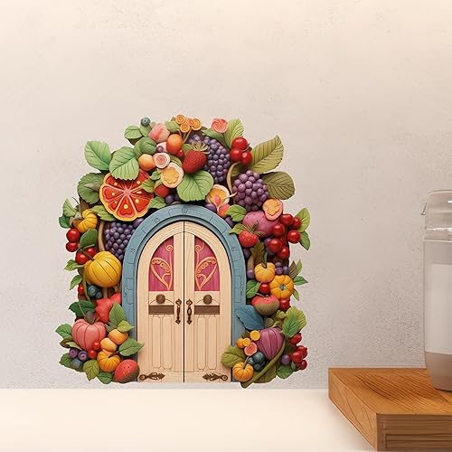 Miniatura 5 de Decoración colorida de la casa del jardín de frutas - Adhesivo de pared para puerta de
