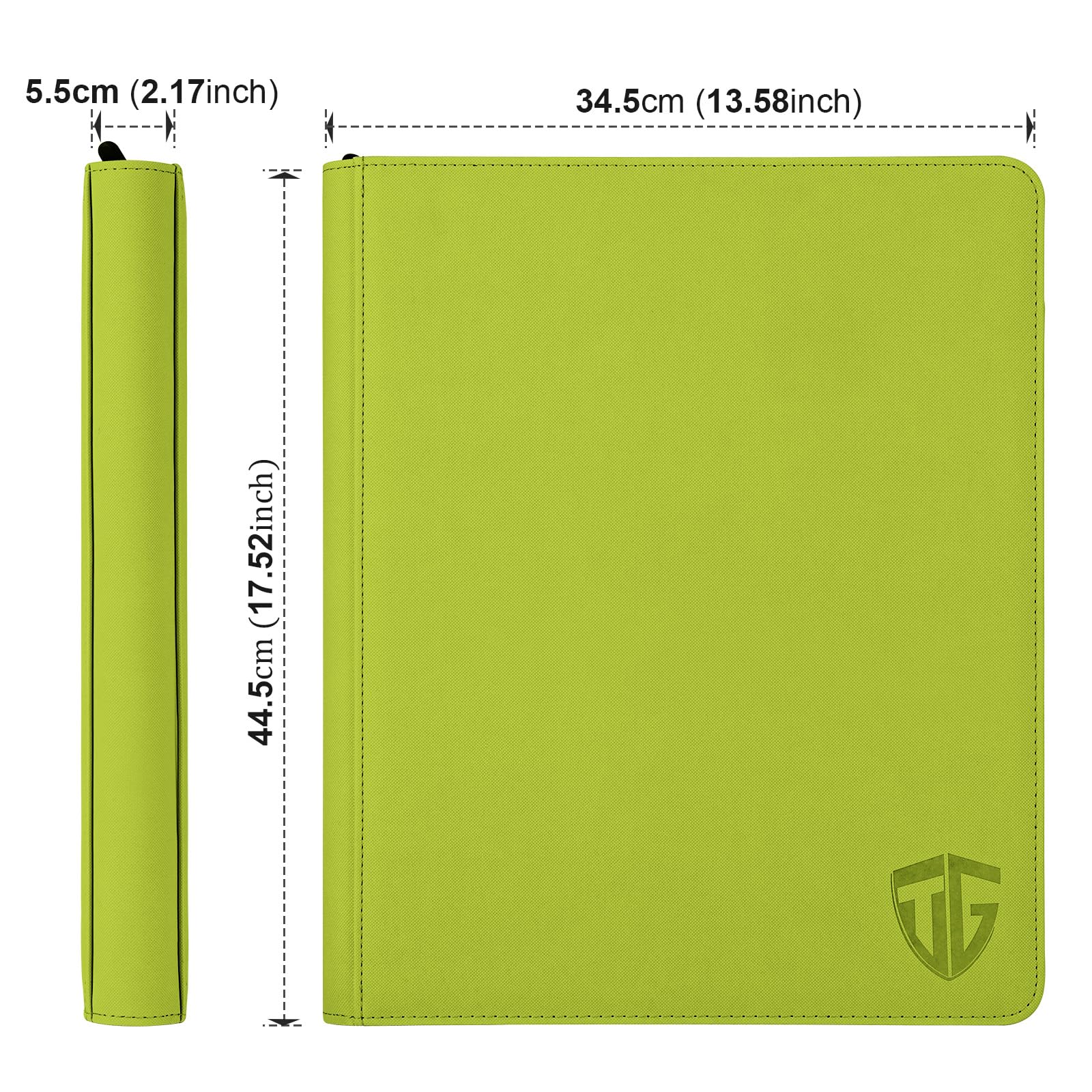 TCGUARD 16 Fächer Sammelkarten Album Reißverschluss Binder für 1000+ Karten | Karten Sammelalbum Groß Ordner | Sichere seitliche Ladetaschen | Kompatibel mit YuGiOh, MTG, Sportkarten, Apfelgrün