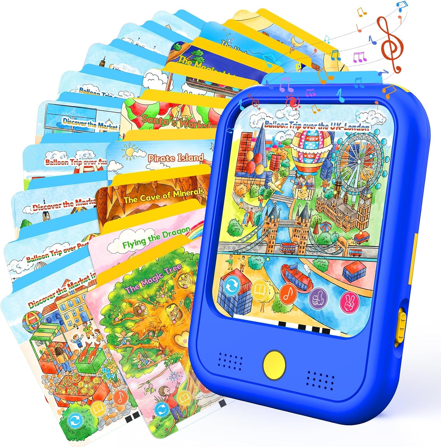 Kids Learning Tablet Bilingual, Montessori Educational Learning Toys for Toddlers 2-5 Year Olds, with 2000+ Words and Games, Autism Sensory Speech Therapy Toys, 2 3 4 5 Year Old Boy Girl Birthday Gift Upgraded version: Blue