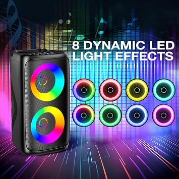 Karaoke Machine for Adults: Portable Bluetooth Speaker with 2 Wireless Karaoke Microphones with LED Lights Birthday Gifts for Party Family Home System Packages Support TWS/TF/USB/AUX