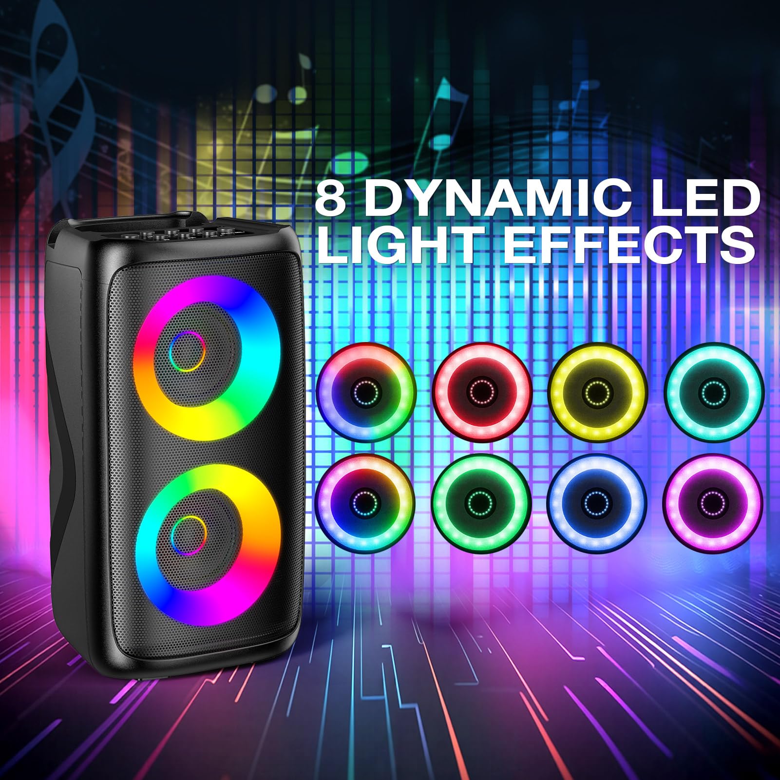 Macchina per karaoke per adulti: altoparlante Bluetooth portatile con 2 microfoni wireless per karaoke con luci a LED, regalo di compleanno per feste in famiglia, sistemi di casa, pacchetti supporto