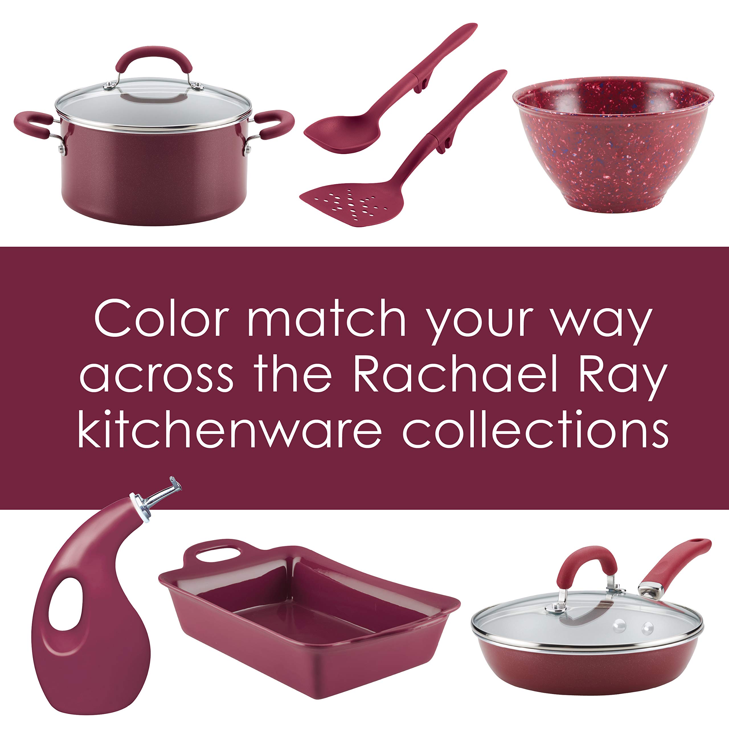 Rachael Ray 47650 juego de espátulas ranuradas de nailon, nailon, granate, 2 piezas