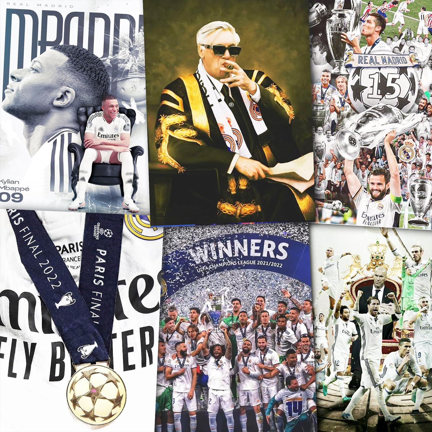 Wallgasm Real Madrid Posters Set of 8, 8x12 inch (A4 Size) 300 GSM | Football | Los Blancos Poster | Real Madrid | Sports Posters Wall Art For Bedroom, Living room