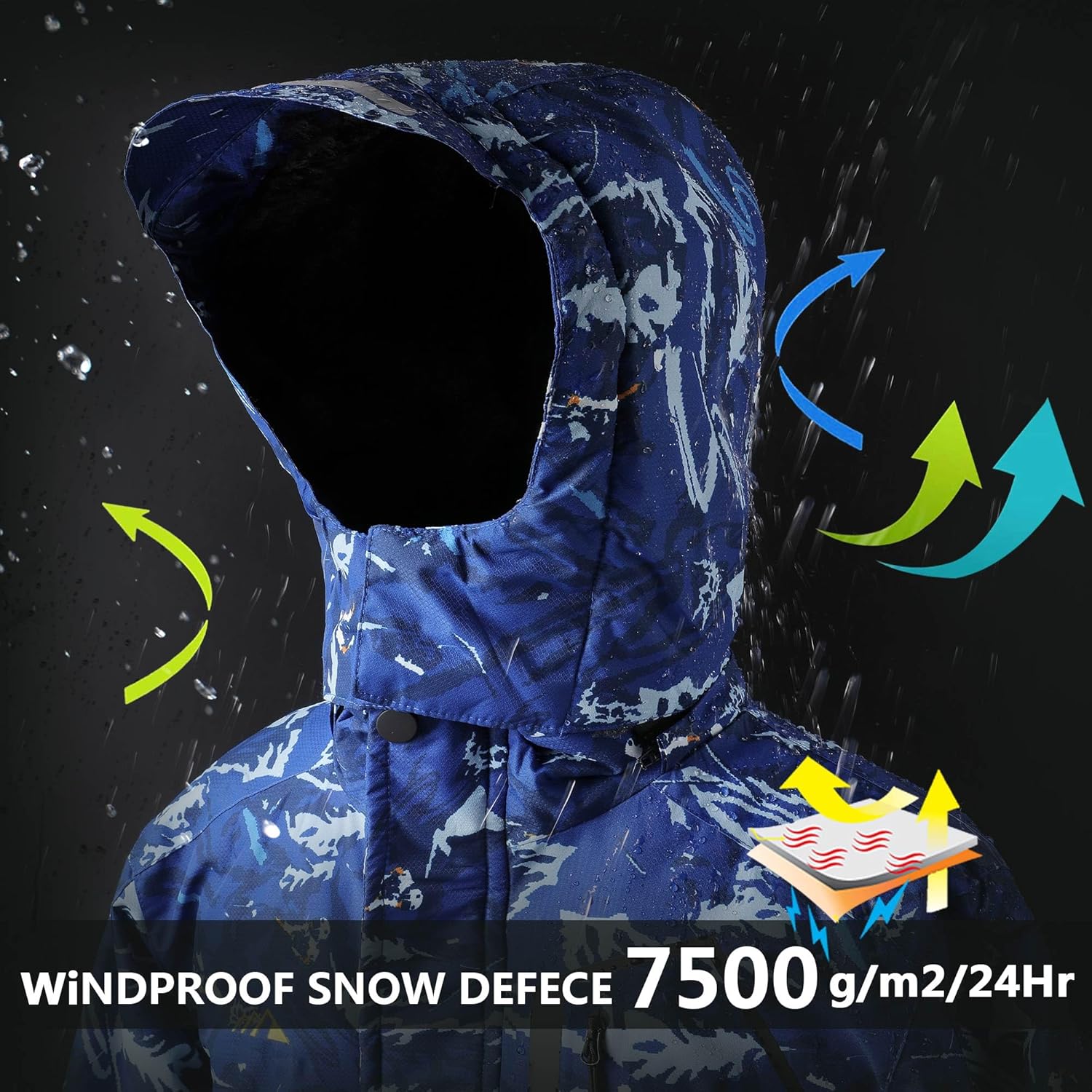 AFILOK Boy's Ski Jacket Waterproof Breathable Kids Fleece Lined Windproof Hooded Snowboard Coats - Image 4