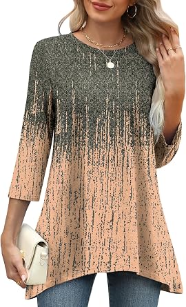 23% off: OFEEFAN Tunic Tops for Women Loose Fit Dressy 3/4 Length Sleeve Womens Tops with Asymmetrical …
