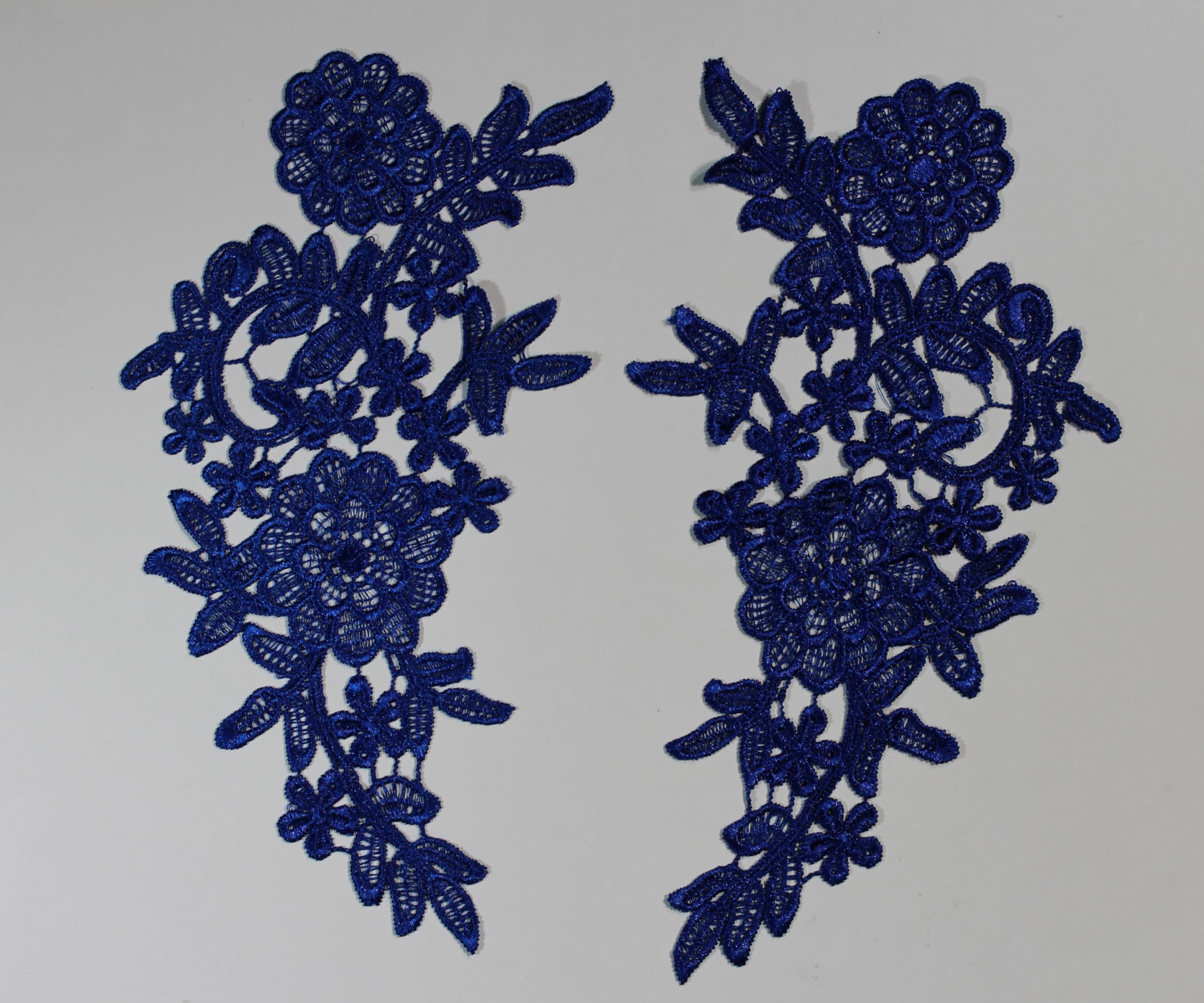 4 Pieces Floral lace Applique sew on Guipure lace Motif #5 (Navy)