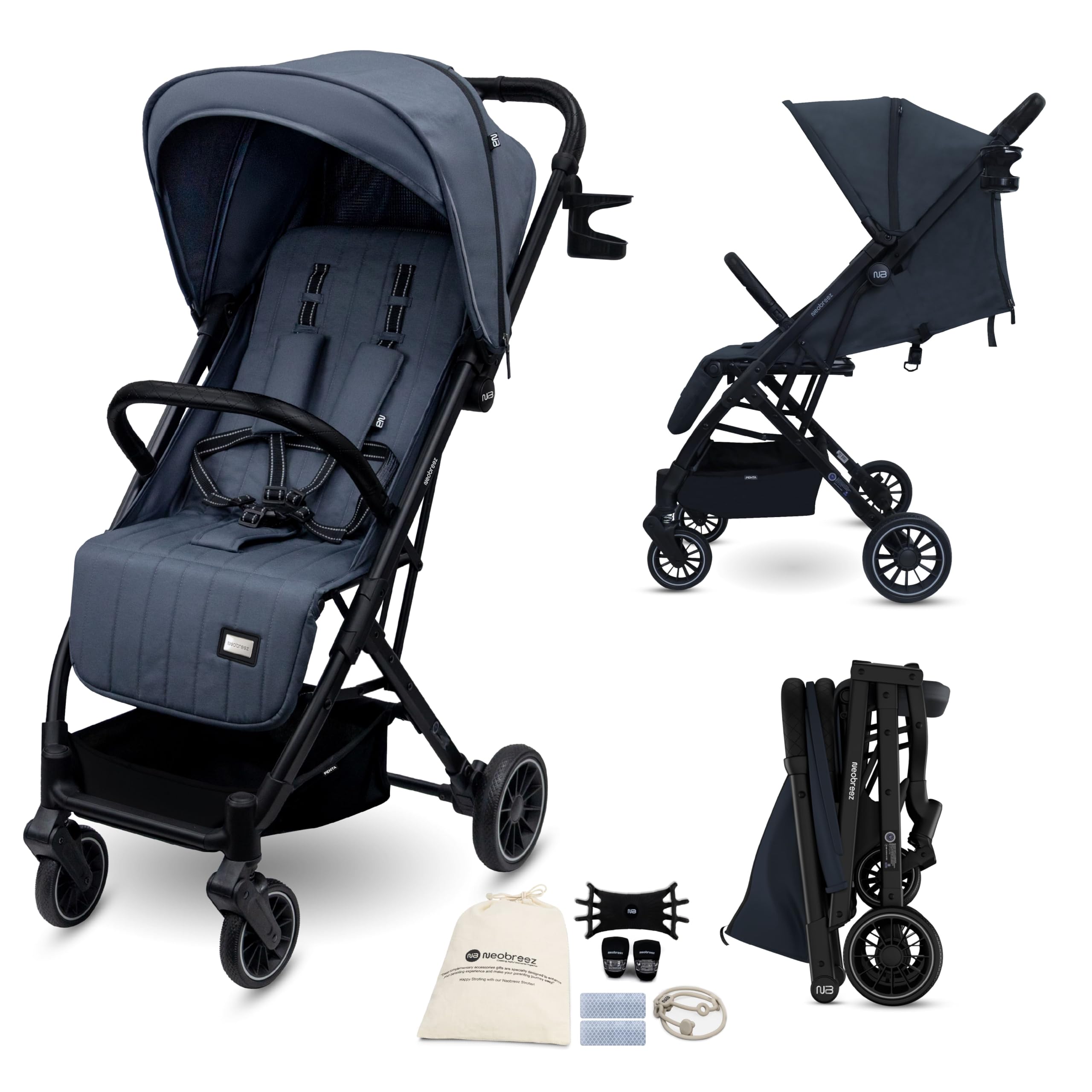 Neobreez PENTA Lightweight Travel Baby Toddler Stroller,Trolley Handle Pushchair,Quick Fold&Auto lock,Waterproof UPF 50+ Canopy,Gift Bag,Toy Strap,LED lights,Cup&Phone Holder,0-3yrs,15kg,3yrs Warranty-image-36