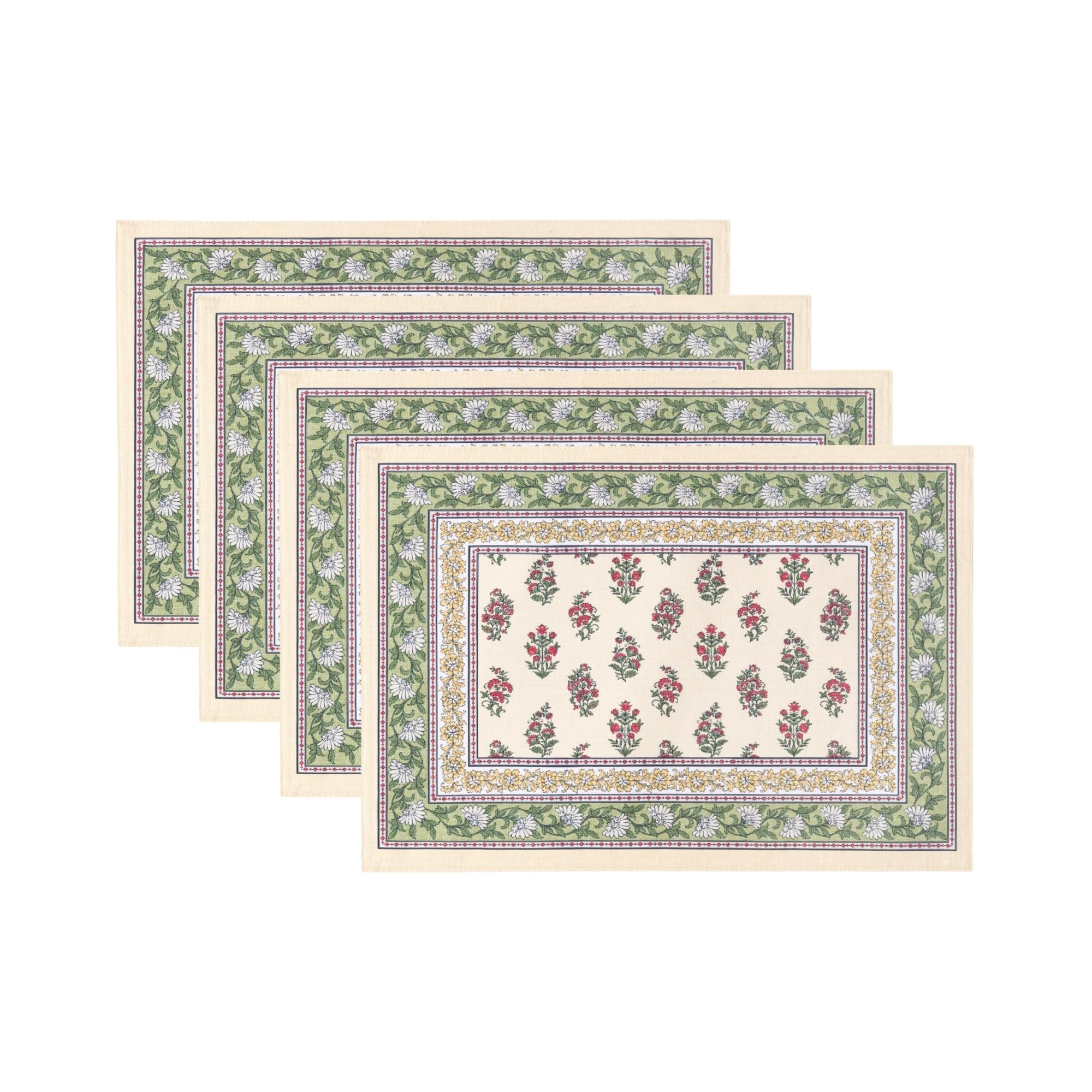 Elrene Nomad Harvest Block Home Fashions Print Fall/Thanksgiving Cloth Dining Rectangle Placemats, 13"X19", Set Of 4