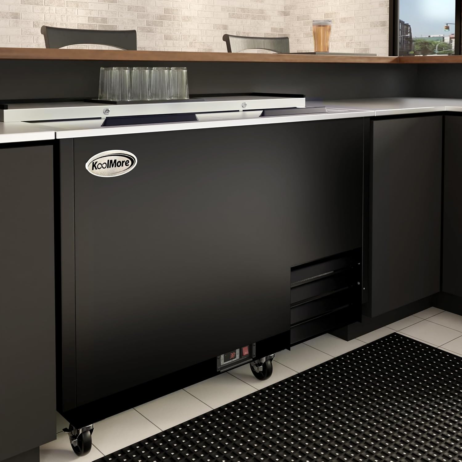 50 in. Commercial Glass Froster in Black Steel, ETL Listed, 14 cu. ft. (KM-GF50-BK)