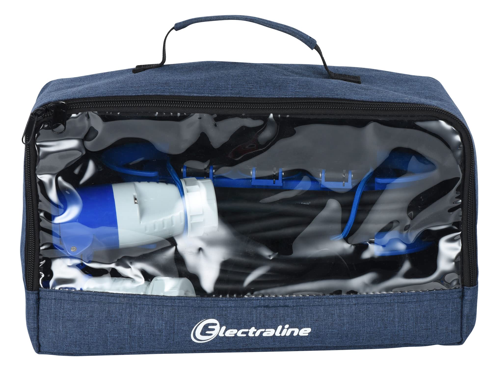 Electraline 62575 Regleta Base Multiple/Prolongador IP44, 1 Toma CEE + 3 Tomas Schuko con Enchufe CEE IP44, Colgante con 2 Ganchos, Cable de Goma H07RN-F 3G1.5 10M, para Campistas, Caravan, Camping