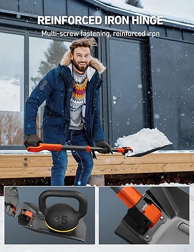 Miniatura 8 de AstroAI 27" Nieve Cepillo Azul 39" Pala de Nieve Plegable para Coche Gris