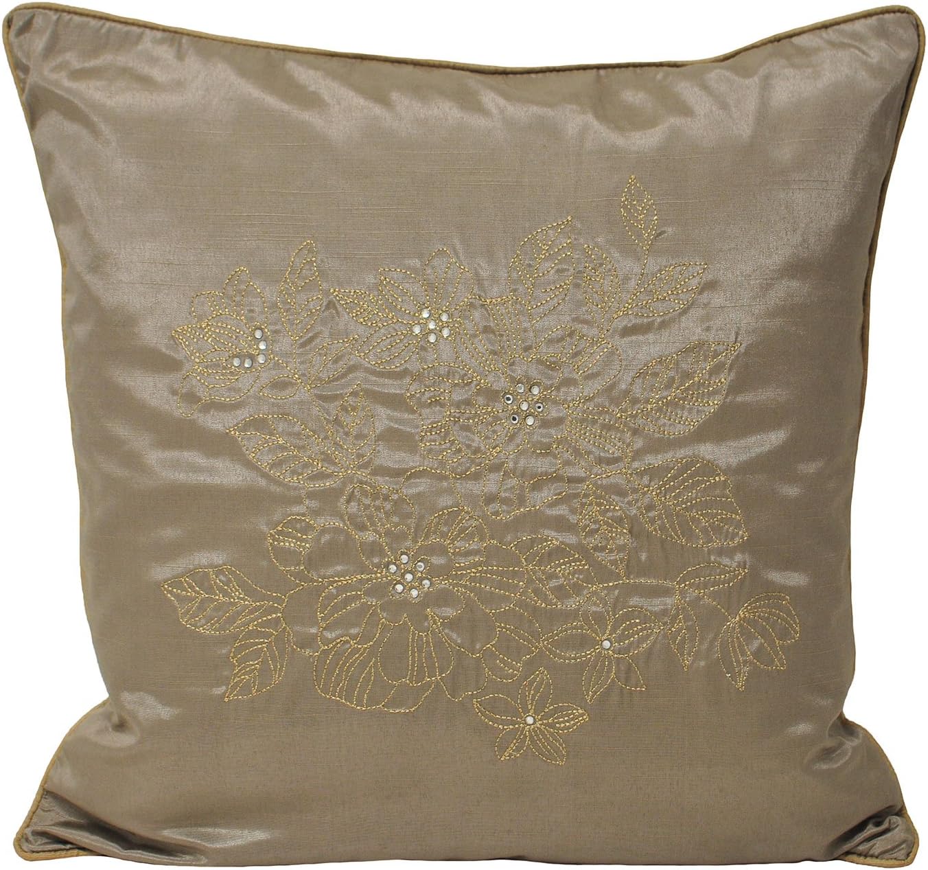 Elegance Bedroom Couture Chic Faux Silk Cushion Cover, Taupe, 45 x 45 Cm