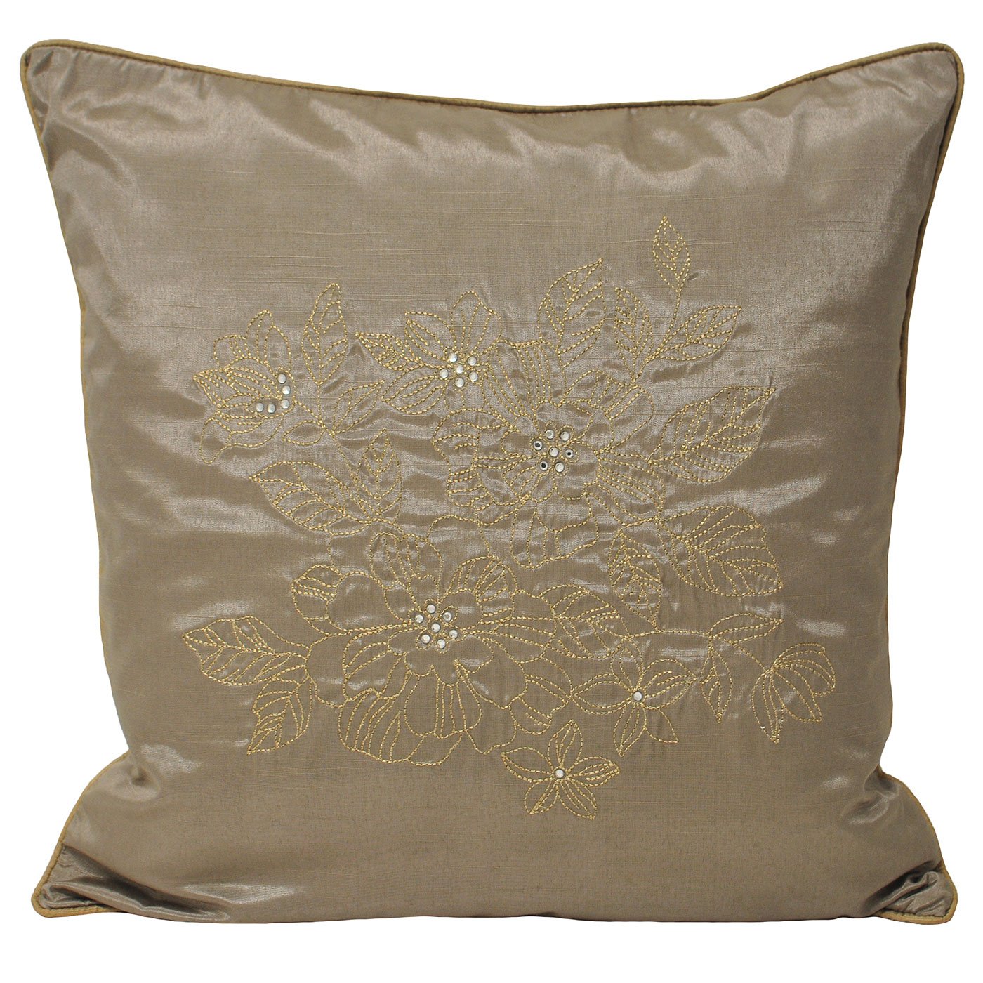 Elegance Bedroom Couture Chic Faux Silk Cushion Cover, Taupe, 45 x 45 Cm