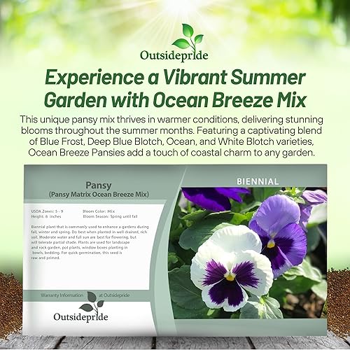 Miniatura 6 de Outsidepride Ocean Breeze Mix - Semillas de pensamiento para plantar, 50 piezas. Flores biennales, resistentes al frío y aptas para polinizadores