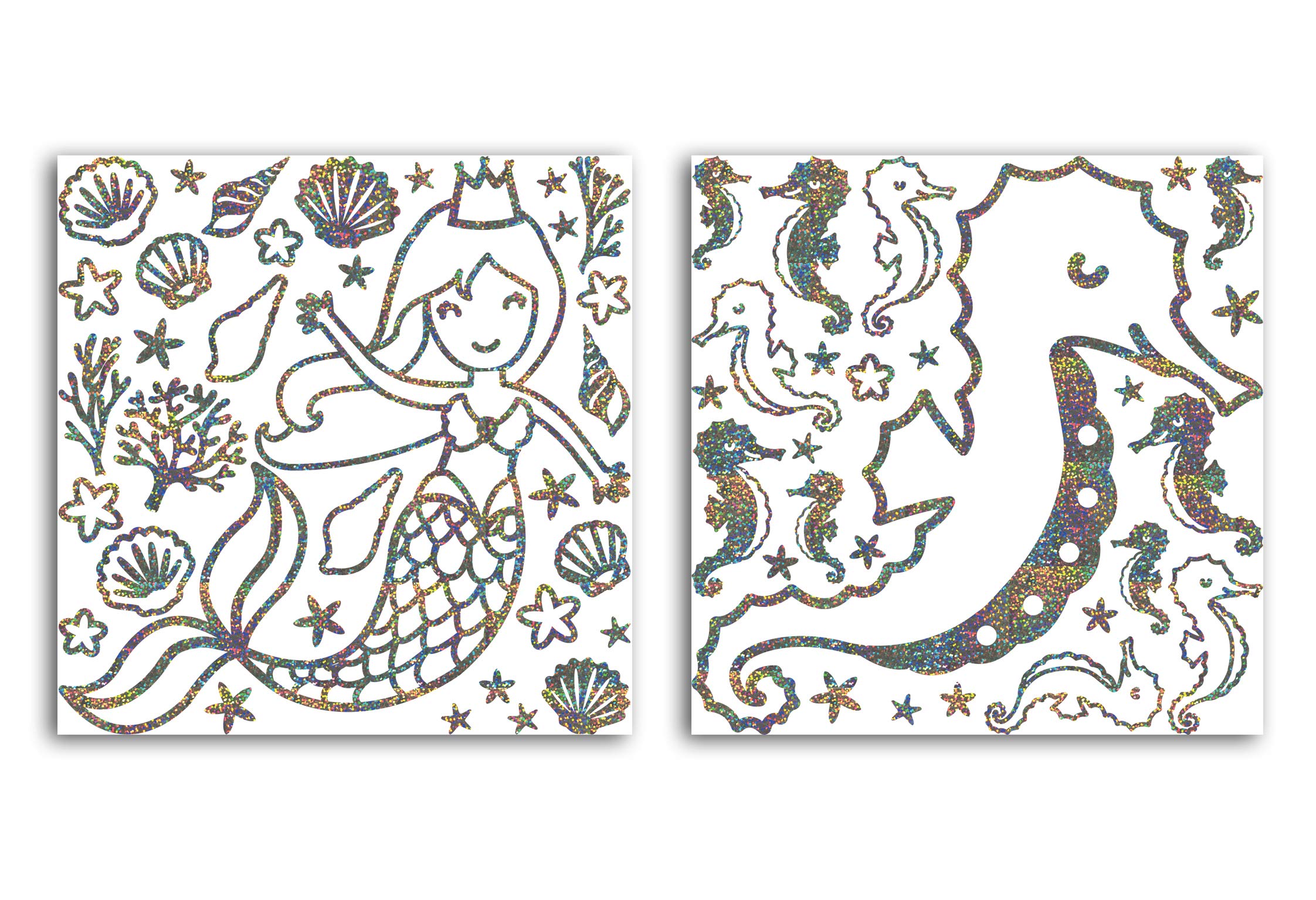 Toga - Juego de 58 pegatinas en relieve con diseño de sirena, color plateado irisado, no aplicable