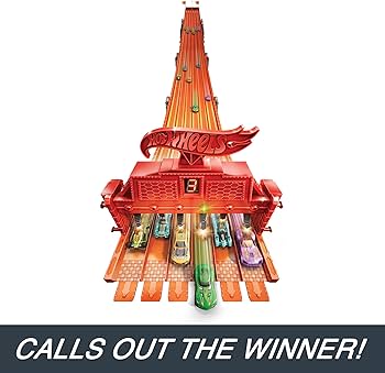 Hot Wheels Toy Car Playset with Lights, Sounds & 6 1:64 Scale