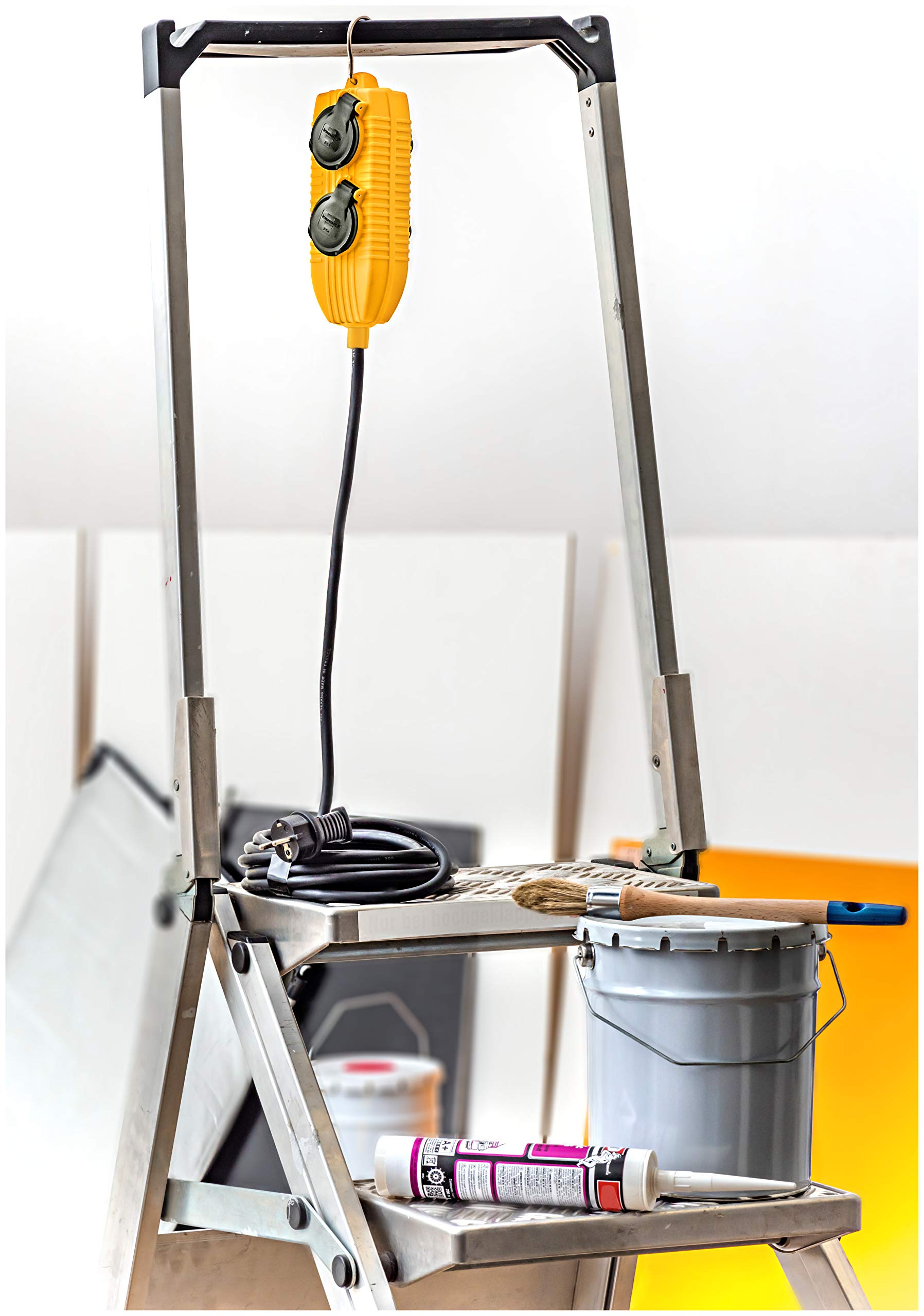 Brennenstuhl 1151731 Verlängerungskabel, Powerblock + 4 Steckdosen, mit Klappdeckel IP44 H07RN 3G2,5 Schwarz, gelb, 1151731